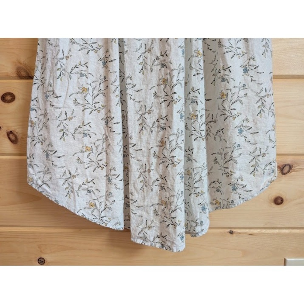 Sun Dress XS Floral Linen Blend Drop V Waist Flowy Resort Beachy Boho Relaxed - Picture 4 of 12
